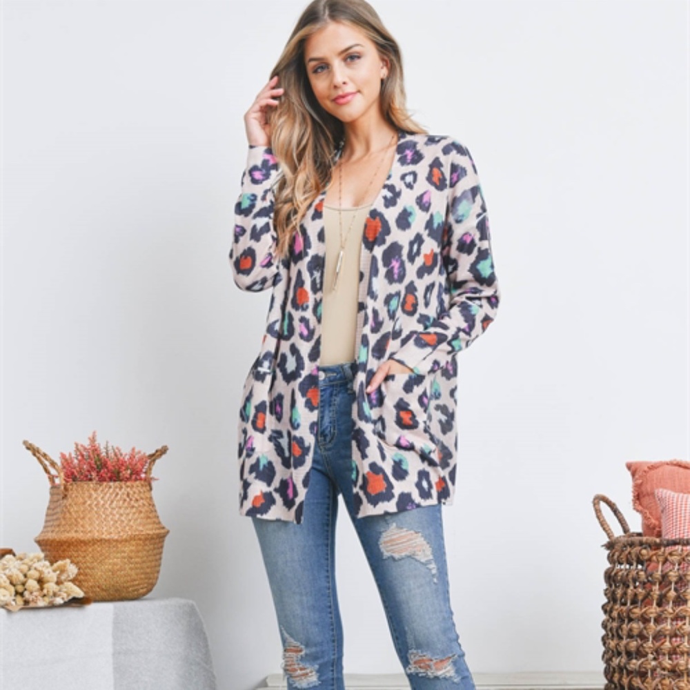 MULTI ANIMAL PRINT CARDIGAN SWEATER - Picture 5 of 10